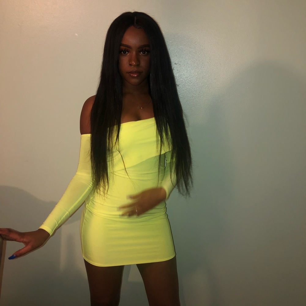 neon green dress